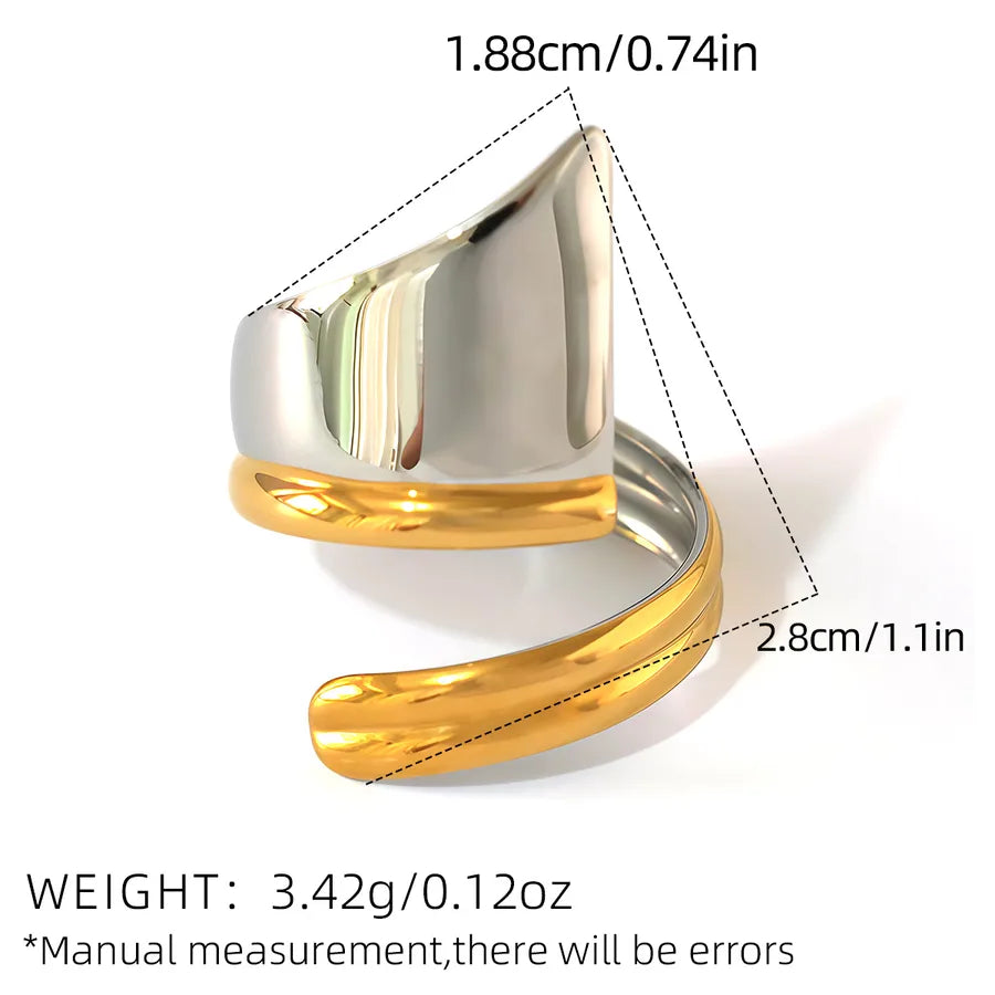 18K Gold Plated Geometric Open Ring for Women