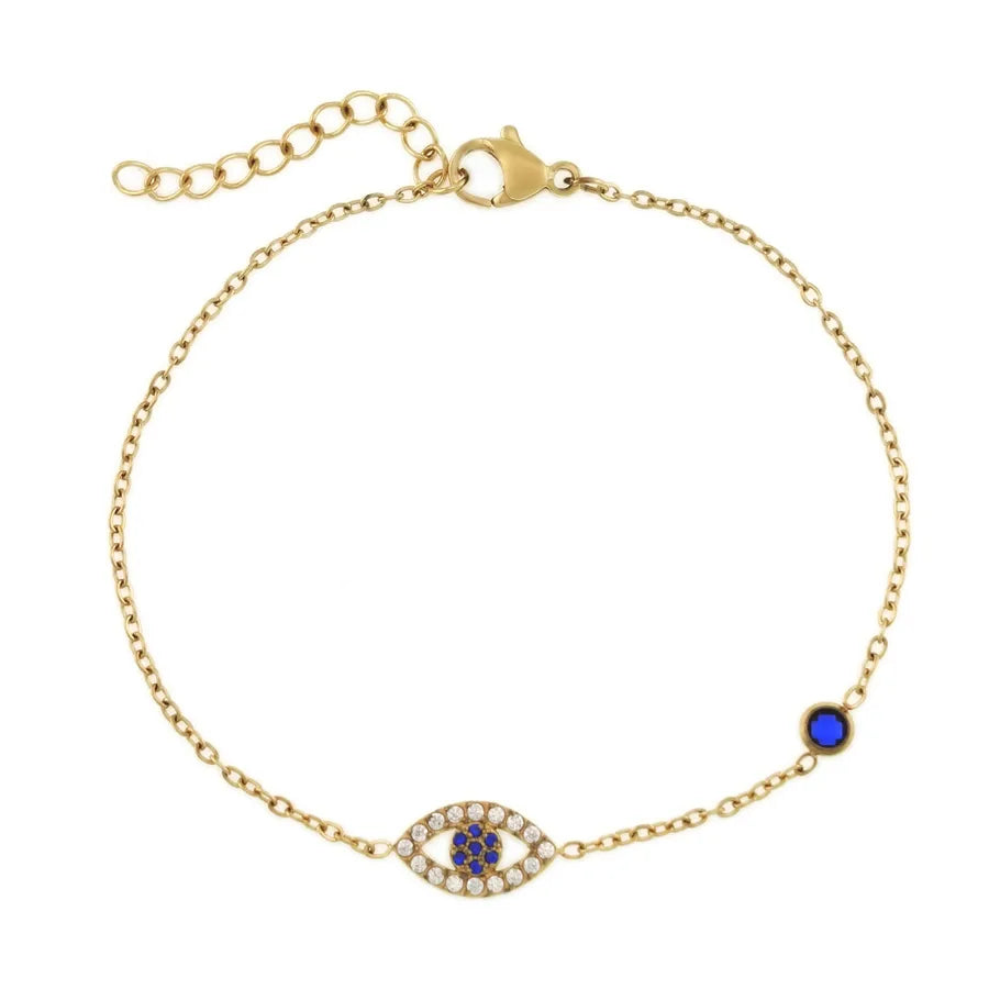 Heart-Shaped Zircon Titanium Steel Bracelet B0231G Devil's Eye Bracelet