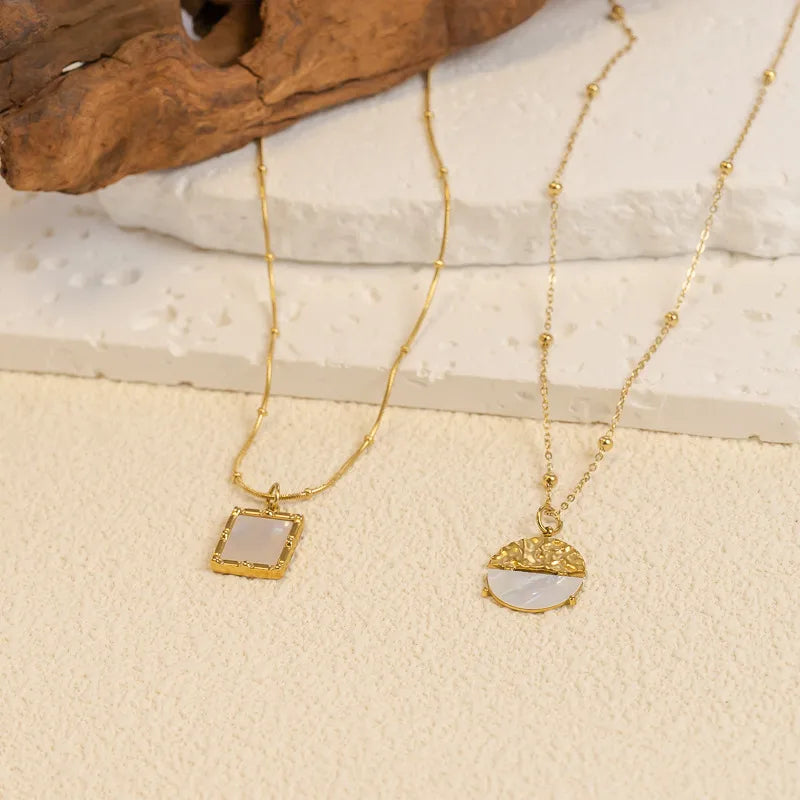 Women's Rectangle Pendant Stainless Steel Necklace