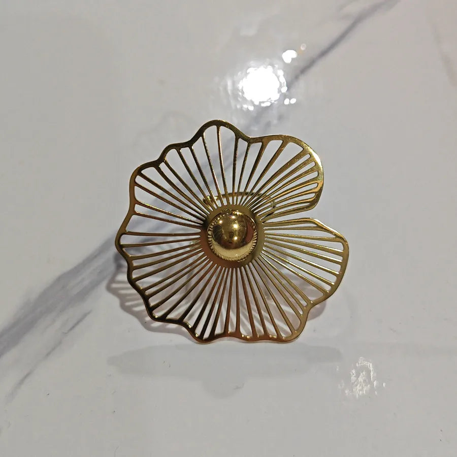 18K Gold Geometric Stainless Steel Ring for Women