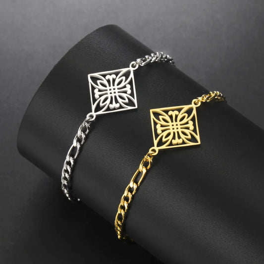 Boho Gold Flower Pendant Friendship Bracelet