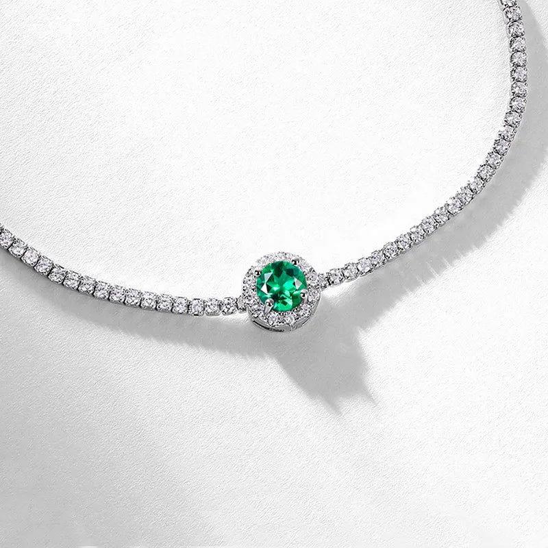 Retro Emerald & Ruby S925 Silver Bracelet
