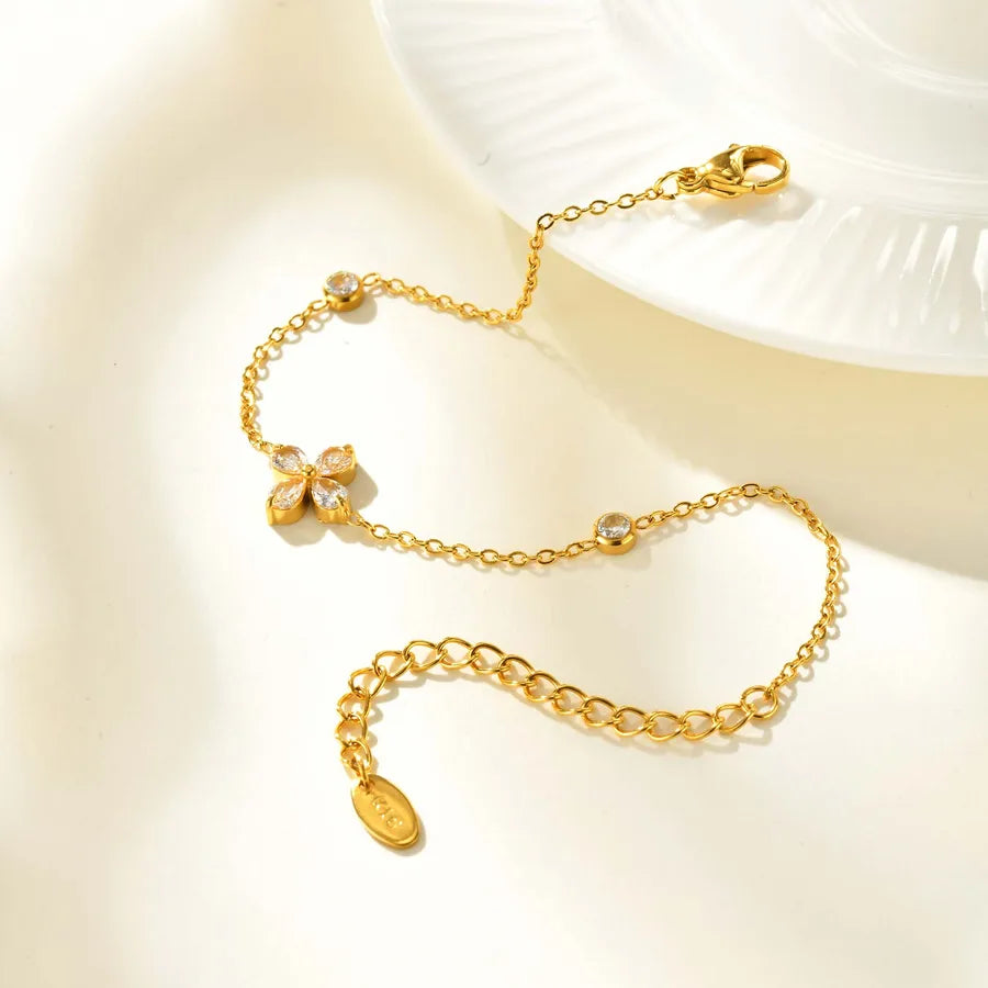 Elegant Zircon Flower Bracelet for Women