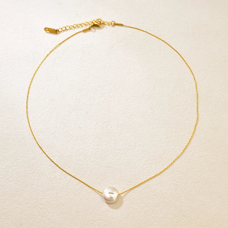 18K Gold Plated Pearl Stainless Steel Necklace