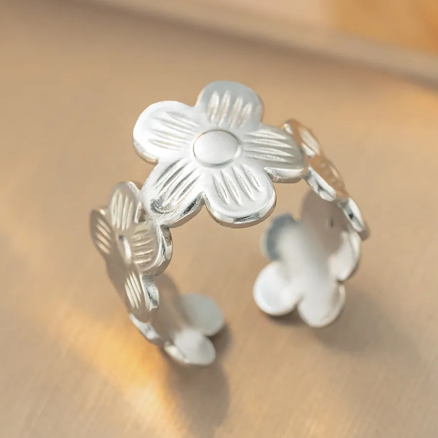 18K Gold Titanium Steel Geometric Open Ring K340 Steel Color Ring Open