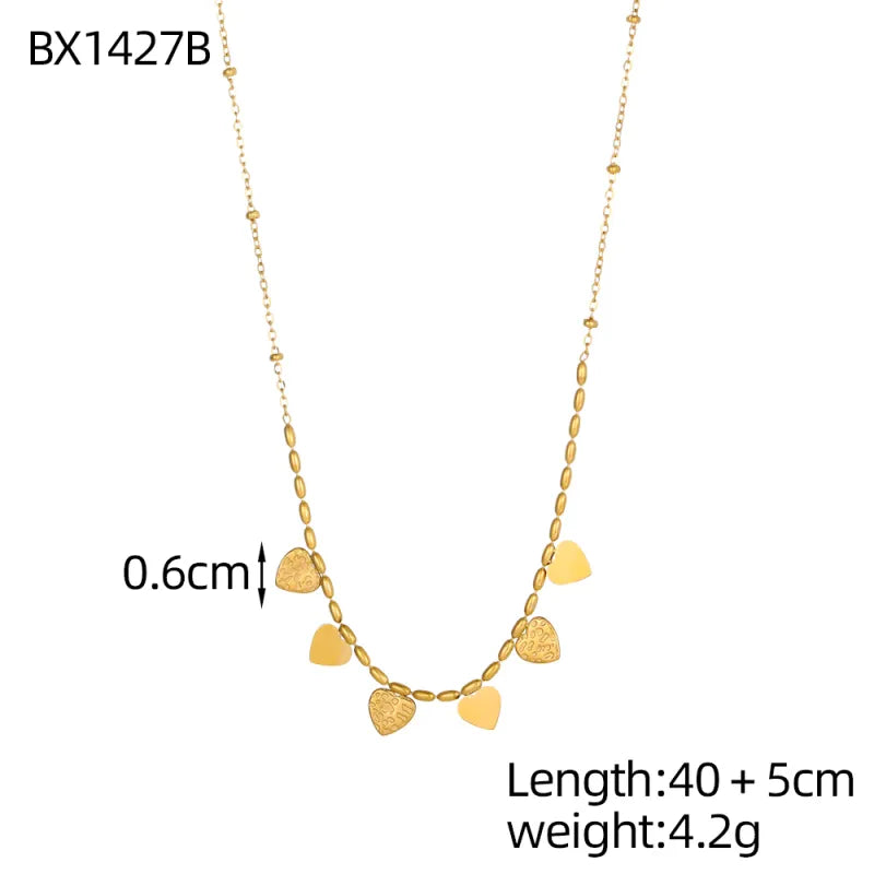 Gold Plated Titanium Steel Floral Geometric Necklace One Size BX1427B 9*9*1
