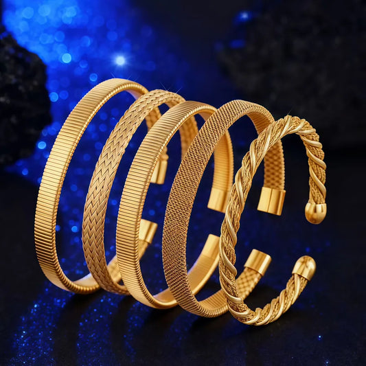 18K Gold Plated Twisted Stainless Steel Bracelet