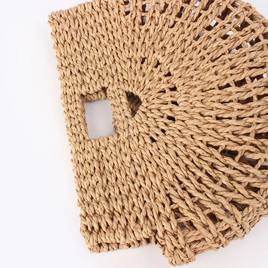 Woven Summer Handbag – Multicolor Semicircle Tote