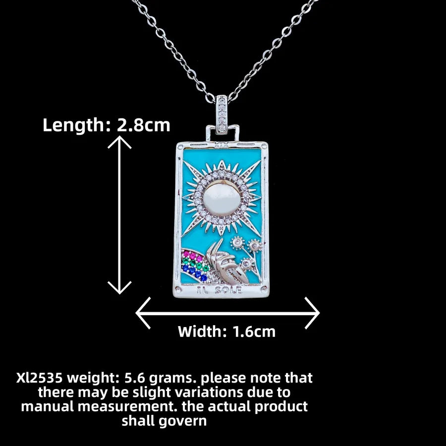 Butterfly & Whale Couple Pendant Necklace XL2535 Blue Square Brand Sun Hand Necklace Silver