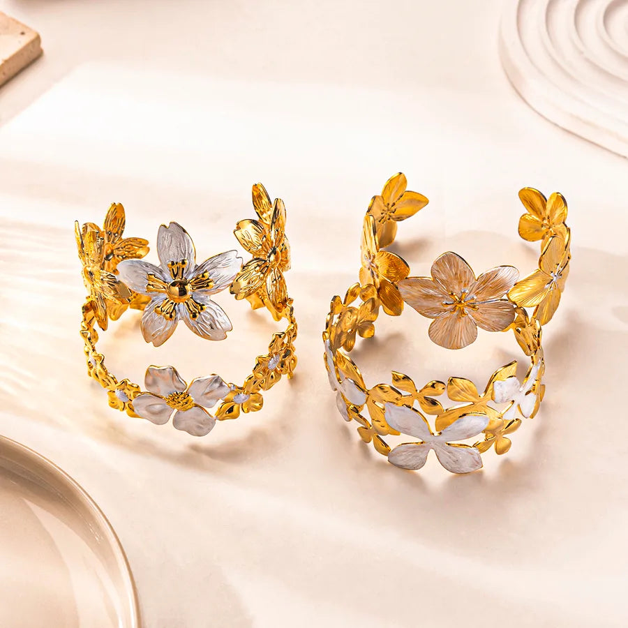 Gold Plated Stainless Steel Flower Bracelet