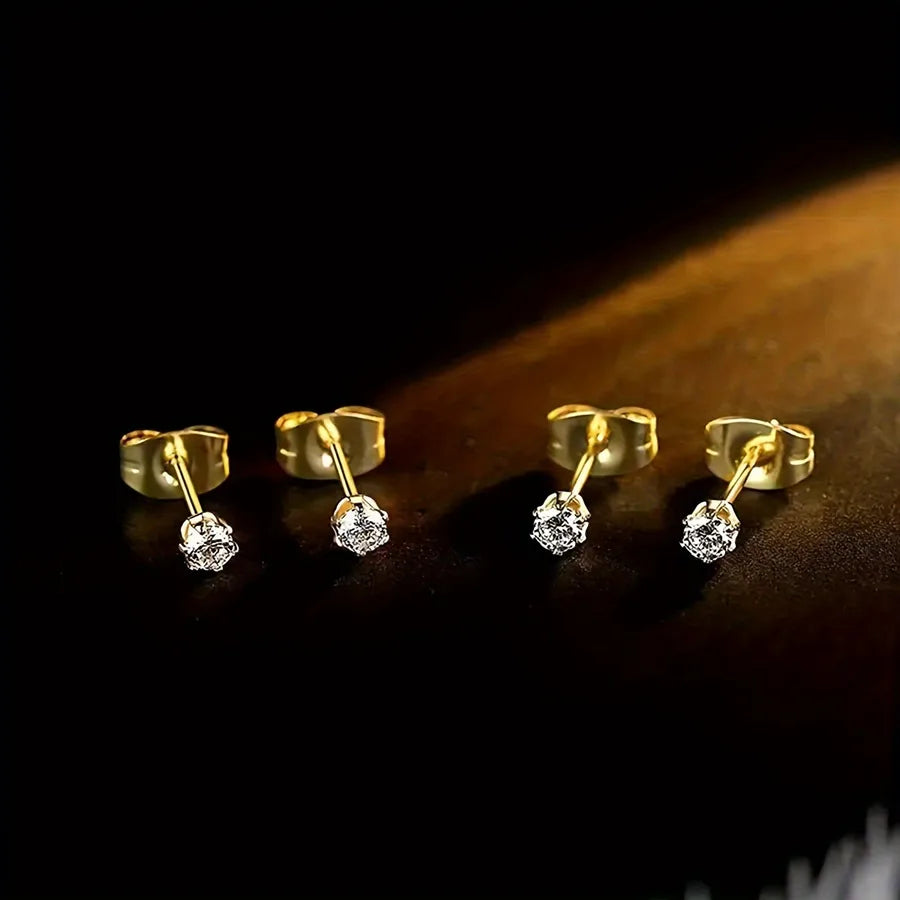 Unisex 12-Pair Stainless Steel Stud Earrings Set