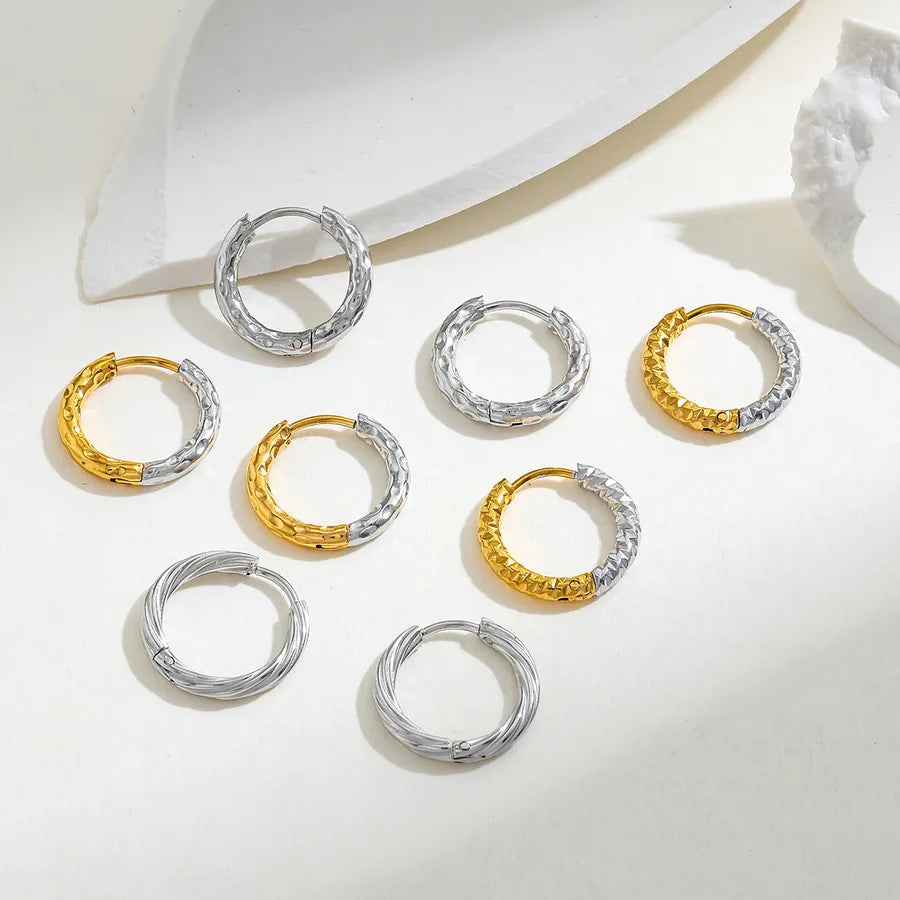 18K Gold Plated Textured Round Earrings