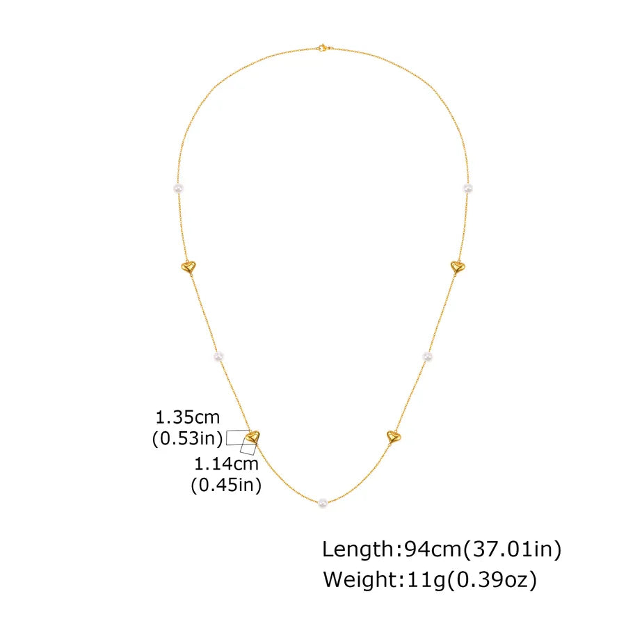 Geometric Stainless Steel Beaded Necklace Gold NC-2498G