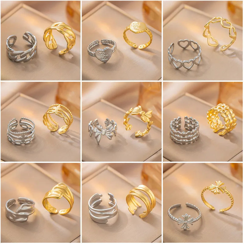 Geometric Titanium Steel Couple Ring