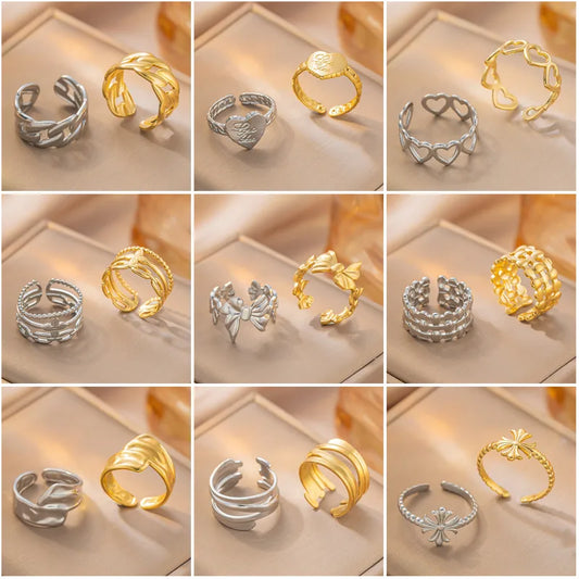 Geometric Titanium Steel Couple Ring