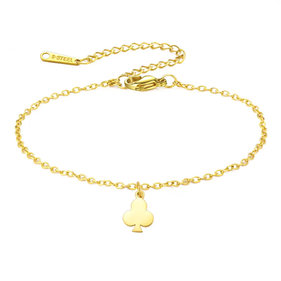 Minimalist Gold Cross Heart Bracelet Gold Plum Blossolid-Cross Chain