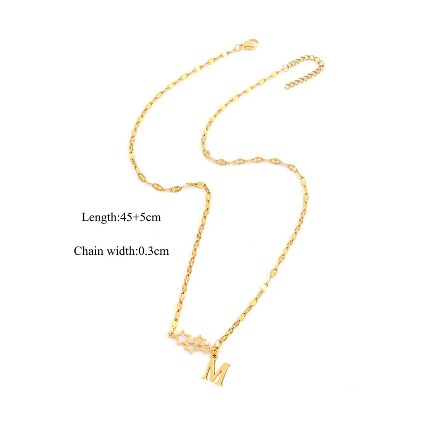 18K Gold Plated Letter & Star Pendant Necklace Gold m