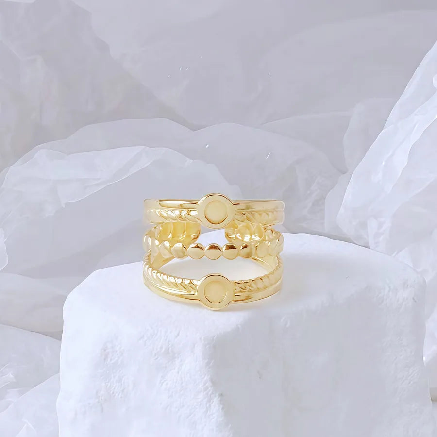 Gold Bamboo Titanium Steel Open Ring Adjustable Opening Golden Hydraulic J14