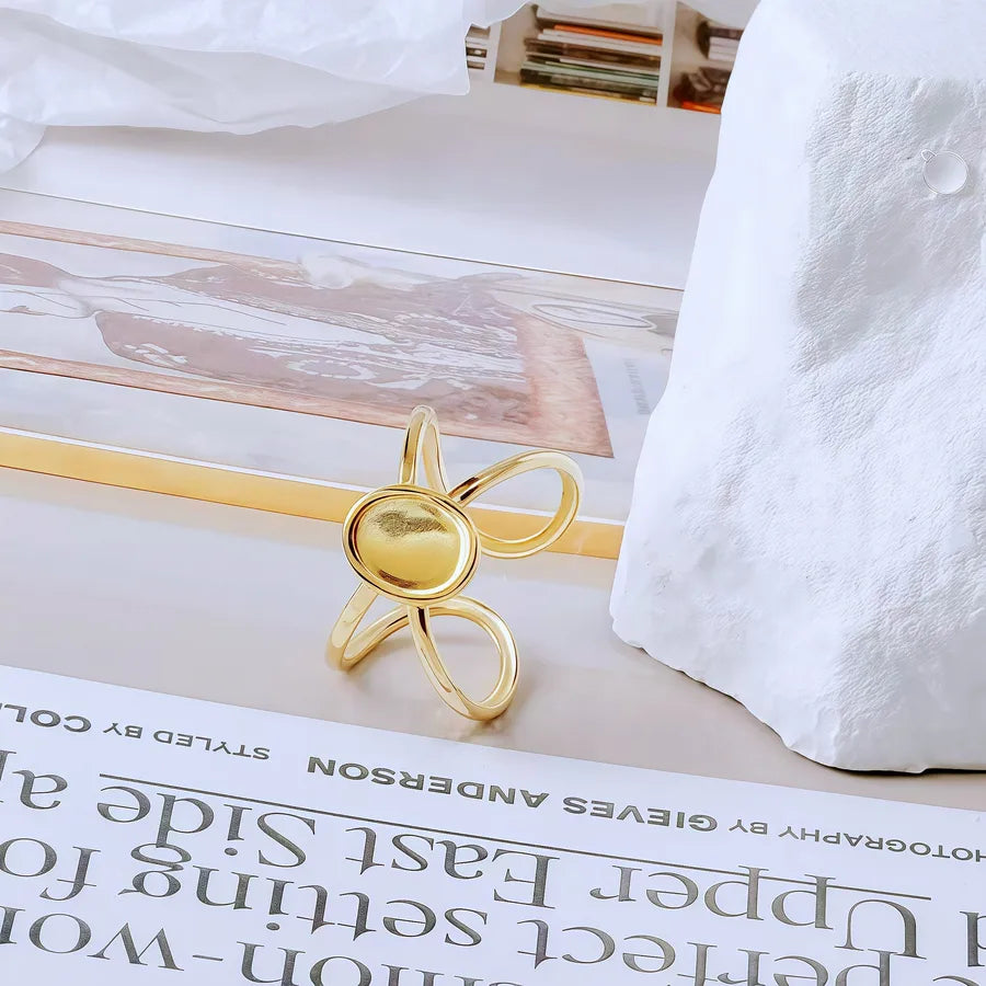 Gold Bamboo Titanium Steel Open Ring Adjustable Opening Golden Hydraulic J86