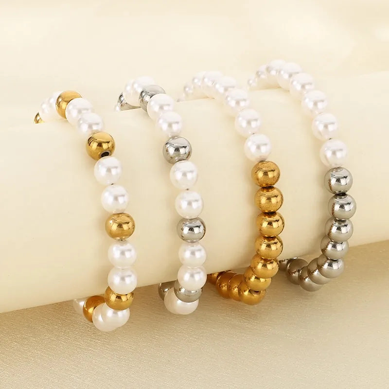 Gold Beaded Stainless Steel Bracelet for Women