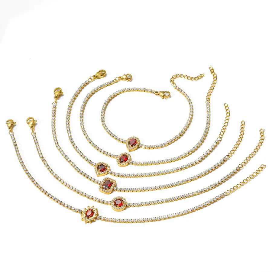 Gold Plated Stainless Steel Zircon Women's Bracelet