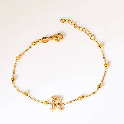 Elegant Letter Bracelet in 304 Stainless Steel Gold Letter [R] Bracelet B0021RG