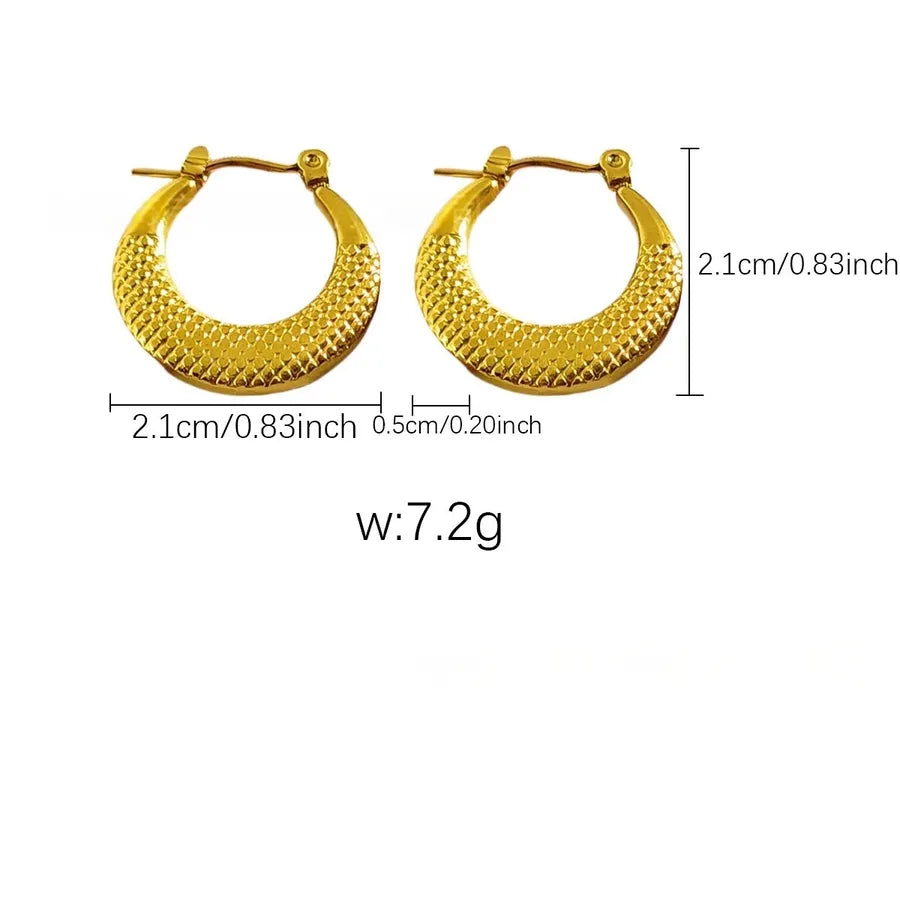 Elegant Gold Titanium Steel Hoop Earrings