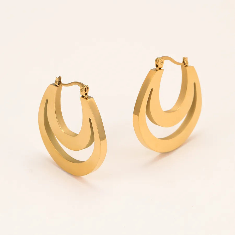 18K Gold Plated Geometric Stainless Steel Earrings