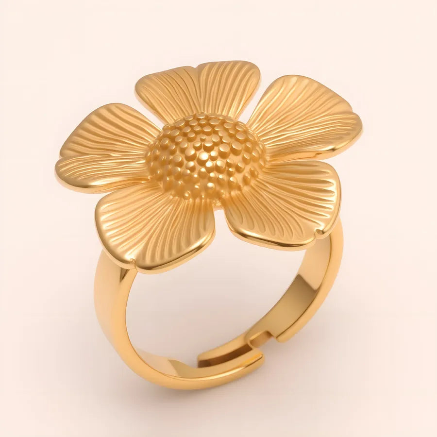 Stainless Steel Floral Ring for Women G005528J