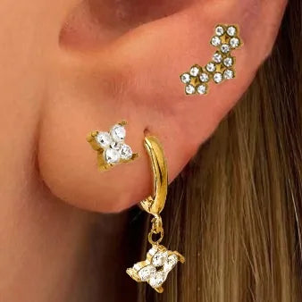 Elegant 18K Gold Plated Zircon Stud Earrings