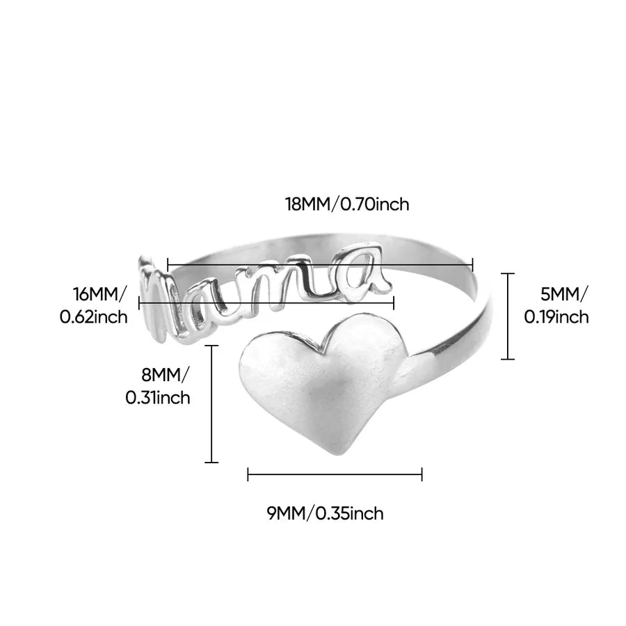 Gold MAMA Heart Ring – Stainless Steel Average Size Platinum 3