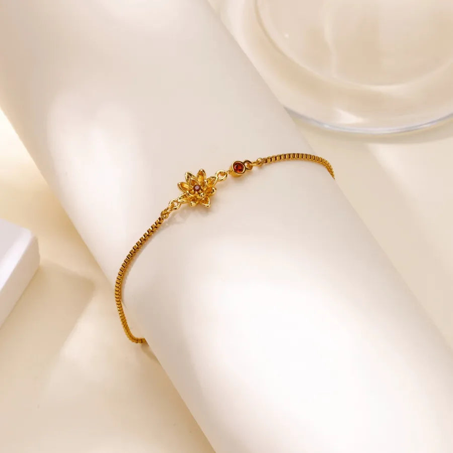 18K Gold Moon Flower Stainless Steel Bracelet
