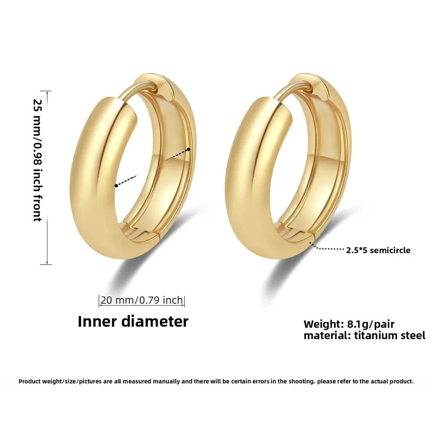 Luxury Titanium Steel Geometric Earrings Gold 20m'm