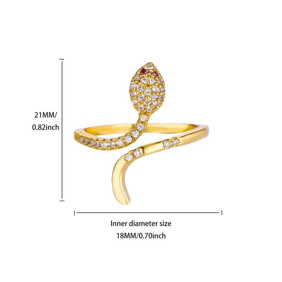 18K Gold Plated Adjustable Starry Snake Ring JZ8424G