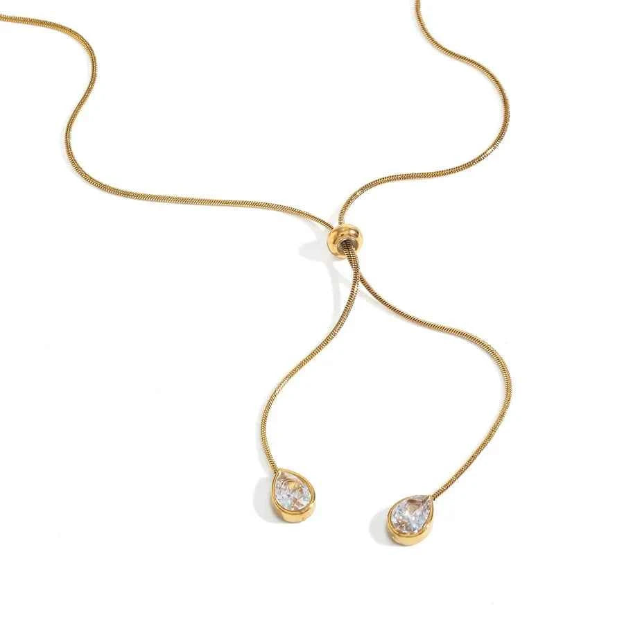 18K Gold Plated Teardrop Stainless Steel Necklace