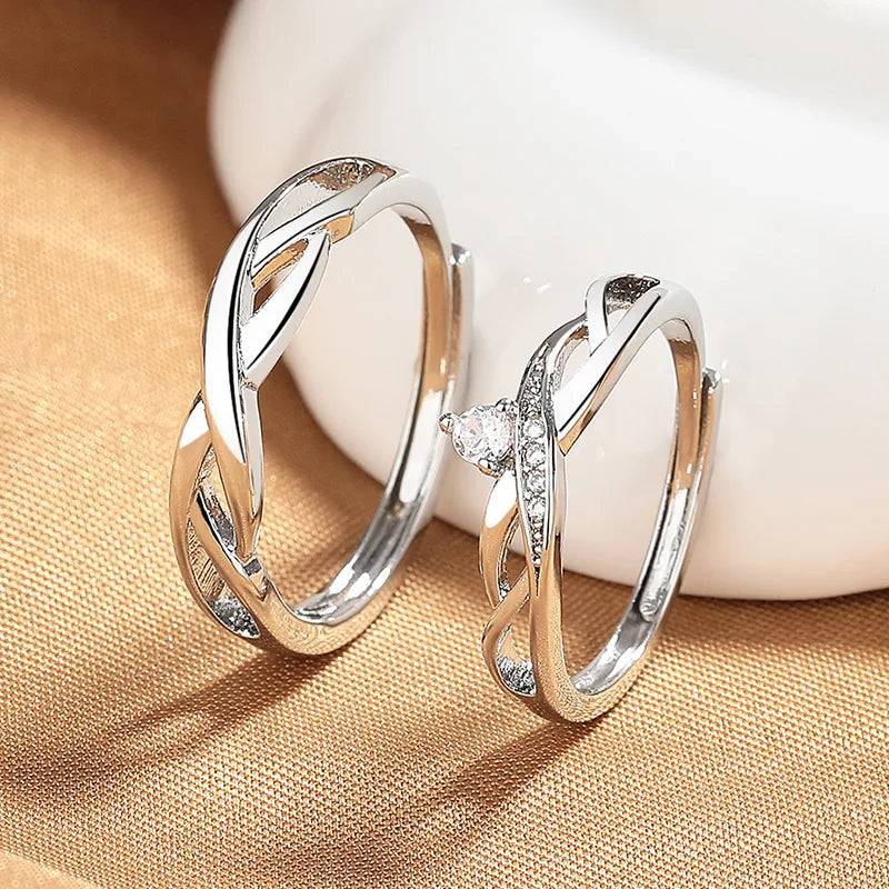 Sterling Silver Geometric Couple's Ring