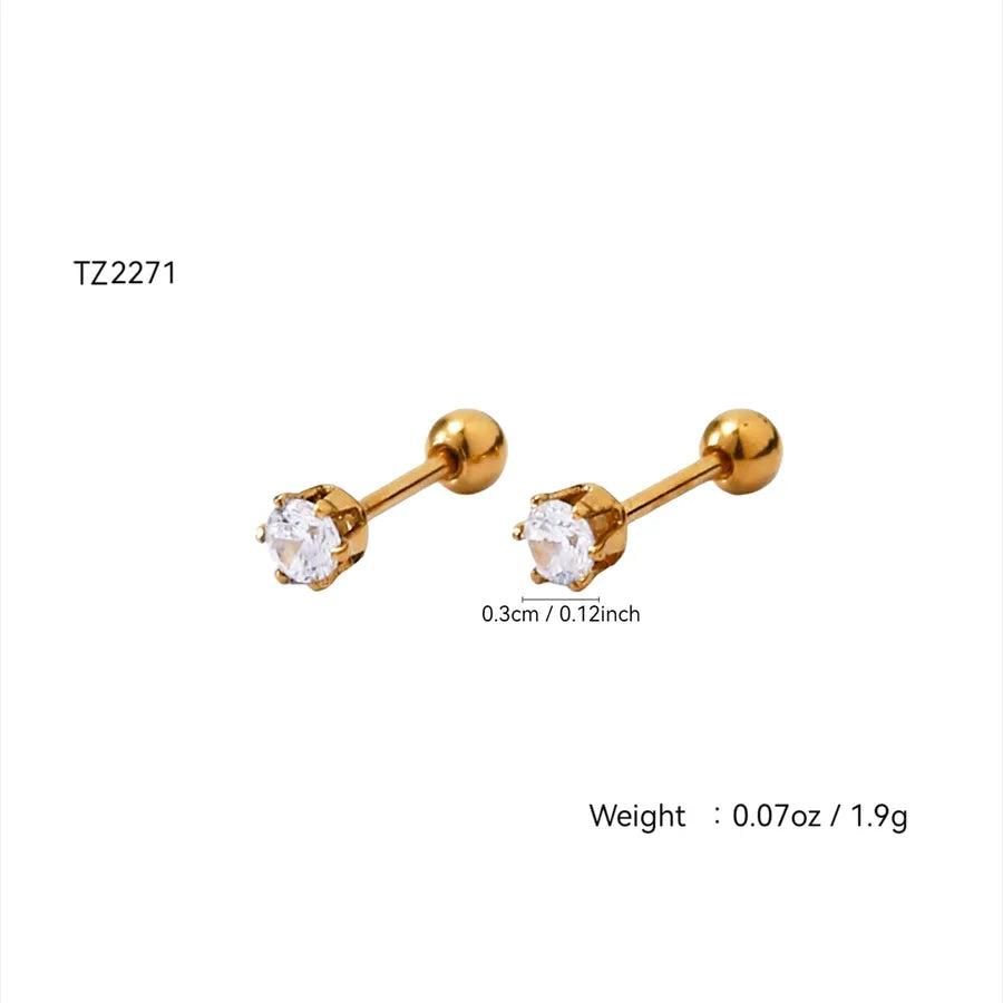 18K Gold Plated Geometric Flower Stud Earrings Diamond-studded Ear Cuff