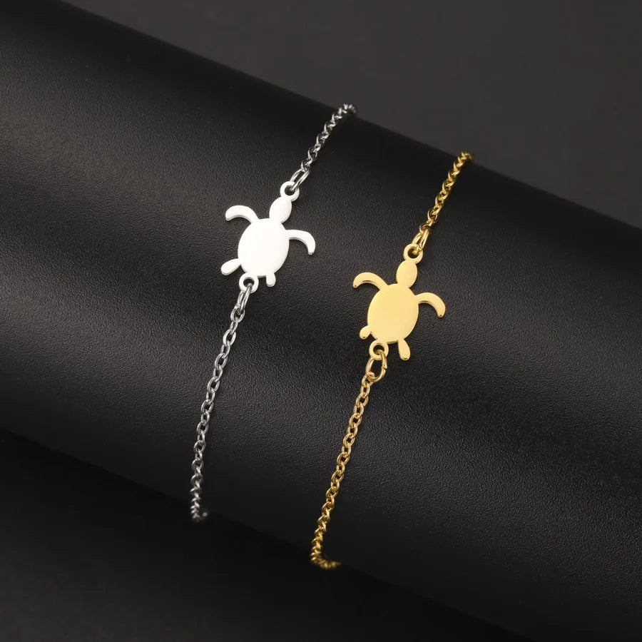 Minimalist Turtle Pendant Stainless Steel Bracelet