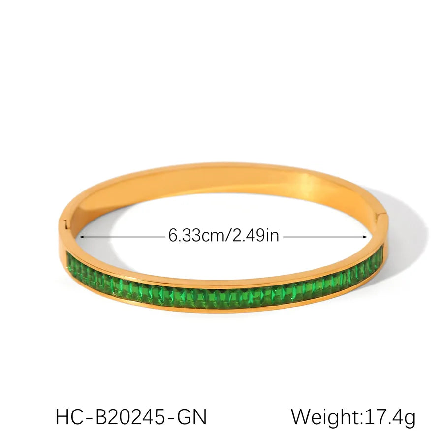 18K Gold PVD Stainless Steel Luxury Bangle HC-B20245-JDE201843-GN