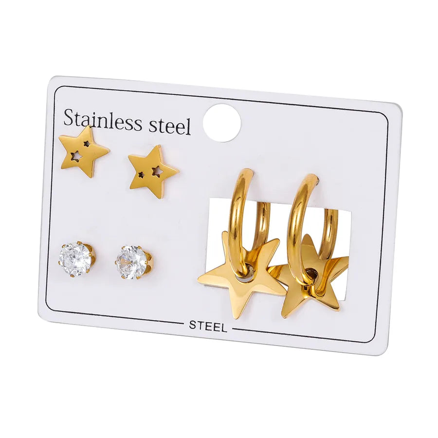 18K Gold Plated Star & Heart Drop Earrings