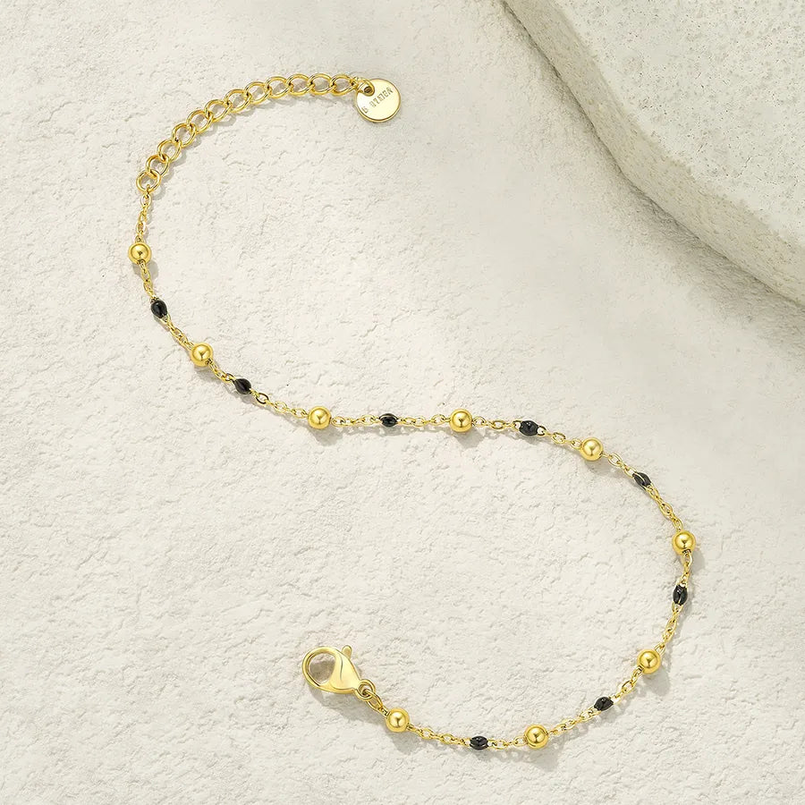 14K Gold Plated Stainless Steel Beaded Bracelet