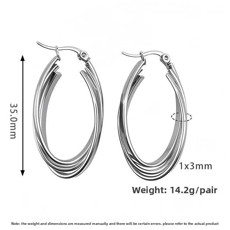 Titanium Steel Geometric U-Shaped Earrings PJER232 Steel Color 35mm