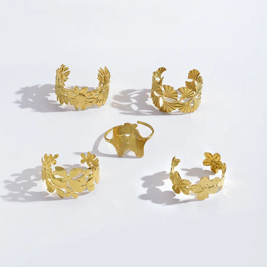 18K Gold Plated Wide Titanium Steel Bracelet