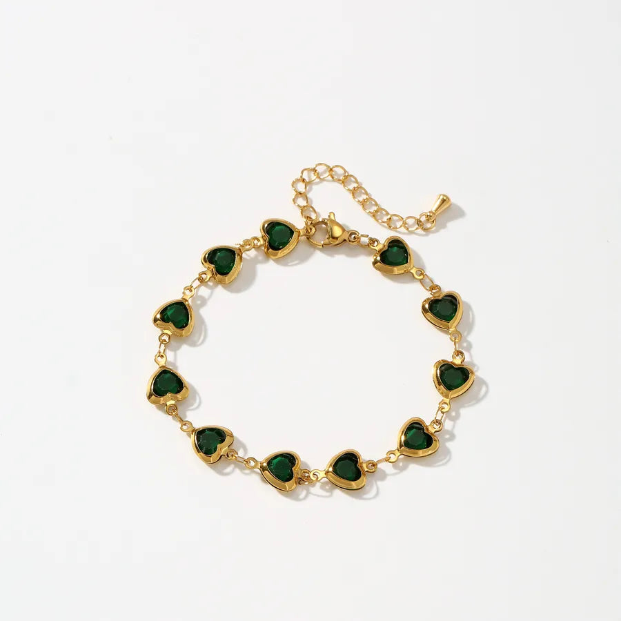 Gold Heart Bracelet with Crystal Accent Gold B