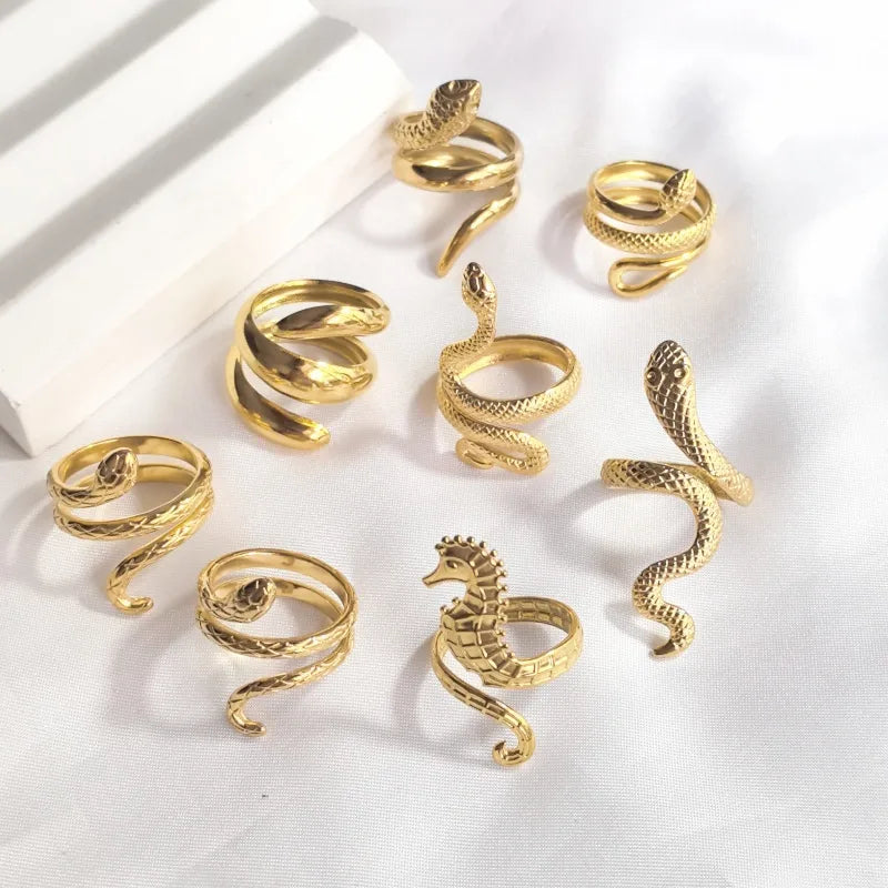 18K Gold Snake Open Ring – Stainless Steel
