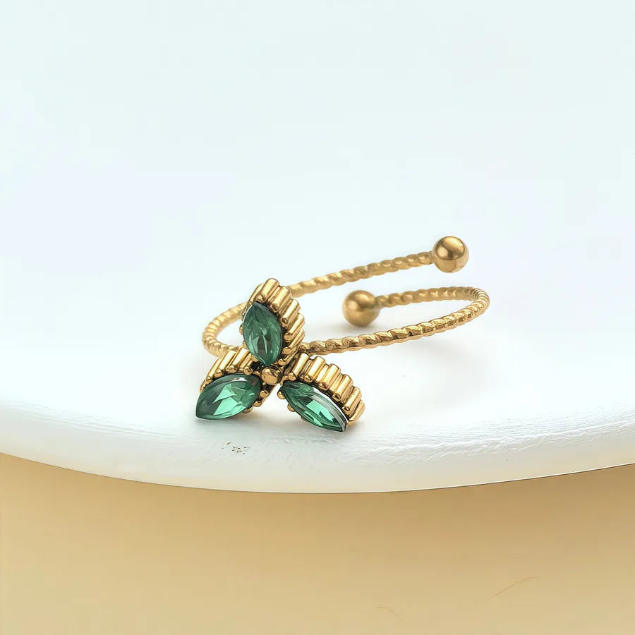 Elegant Rhinestone Knot Stainless Steel Ring JZ-25-09-031