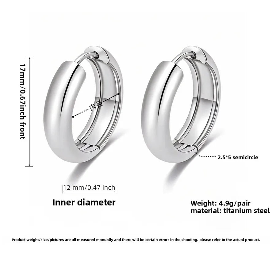 Luxury Titanium Steel Geometric Earrings Steel Color 12mm