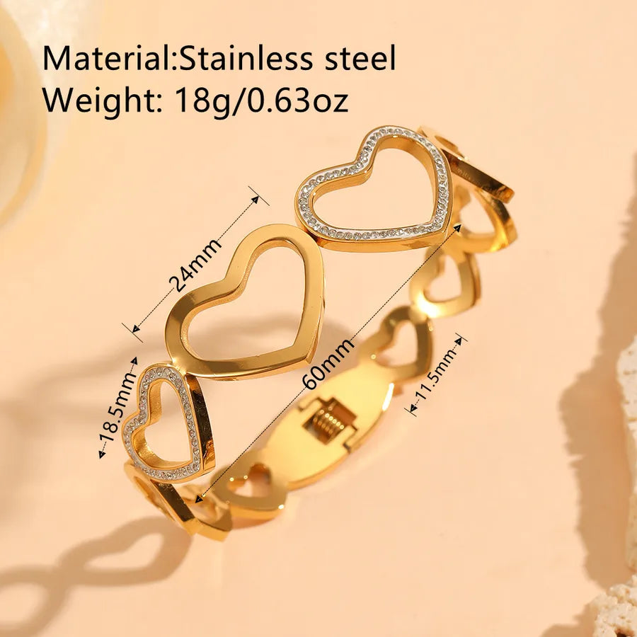 18K Gold Heart Bangle – Stainless Steel