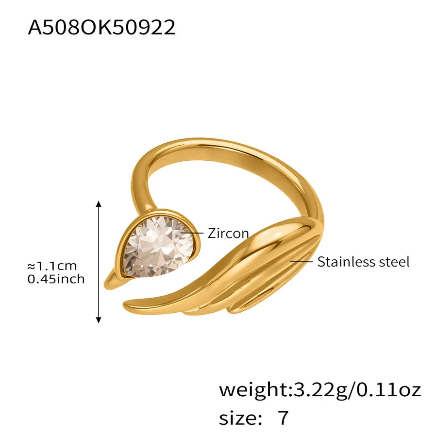 Champagne Zircon Geometric Ring – 18K Gold Plated A508-Gold White Zircon Ring