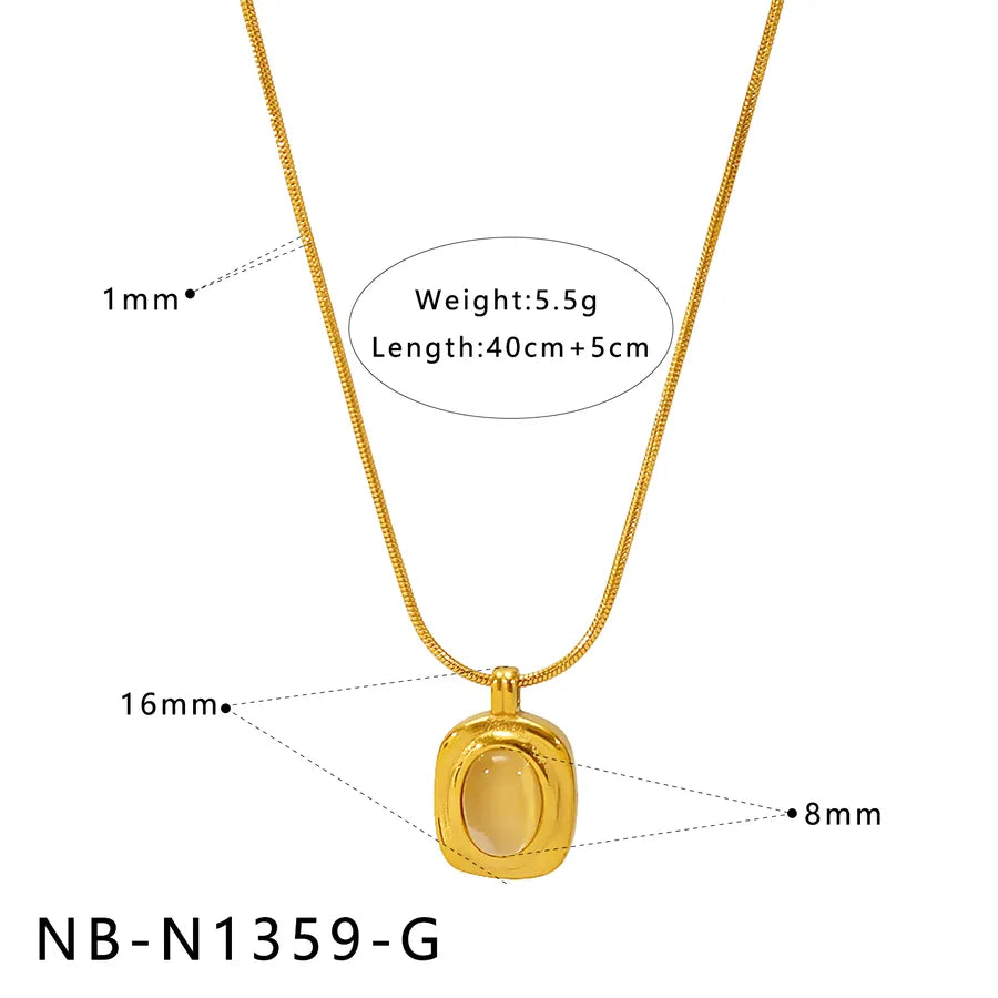 Gold Geometric Pendant Necklace with Shell & Zircon NB-N1359-G